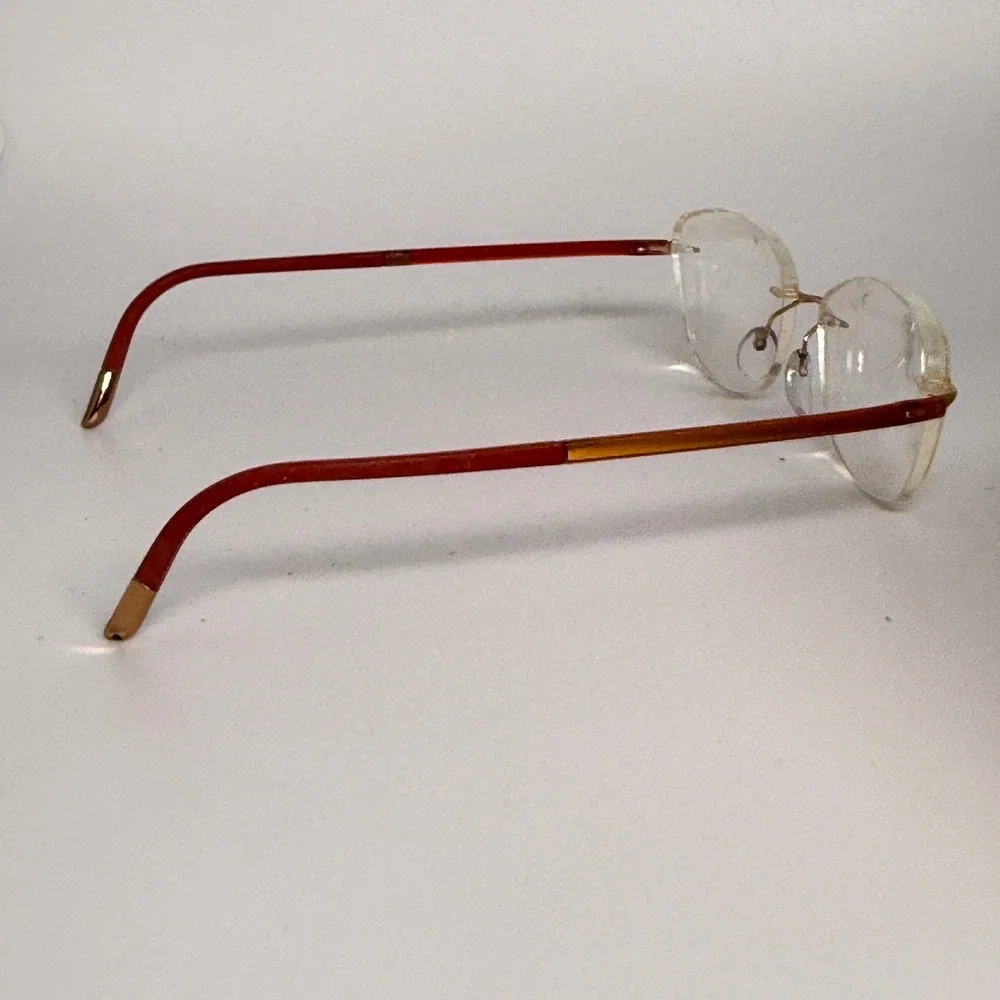 Silhouette Rimless Eyeglasses 5479 20 6055 Gold Red‎ Frame Austria 51-17-135